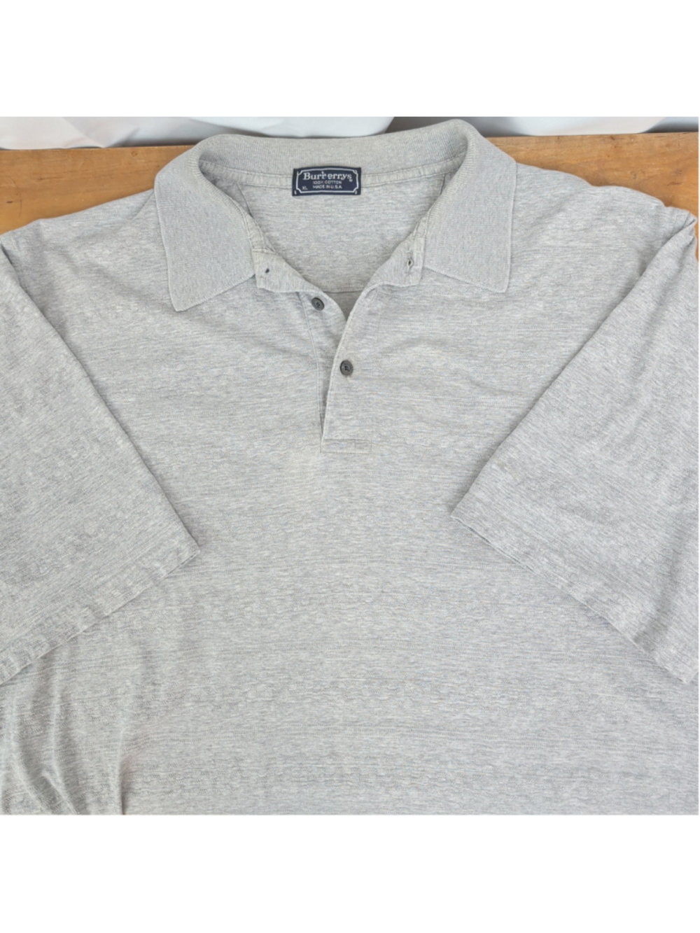 Men's Vintage Burberrys Textured Cotton Heather Grey Polo XL